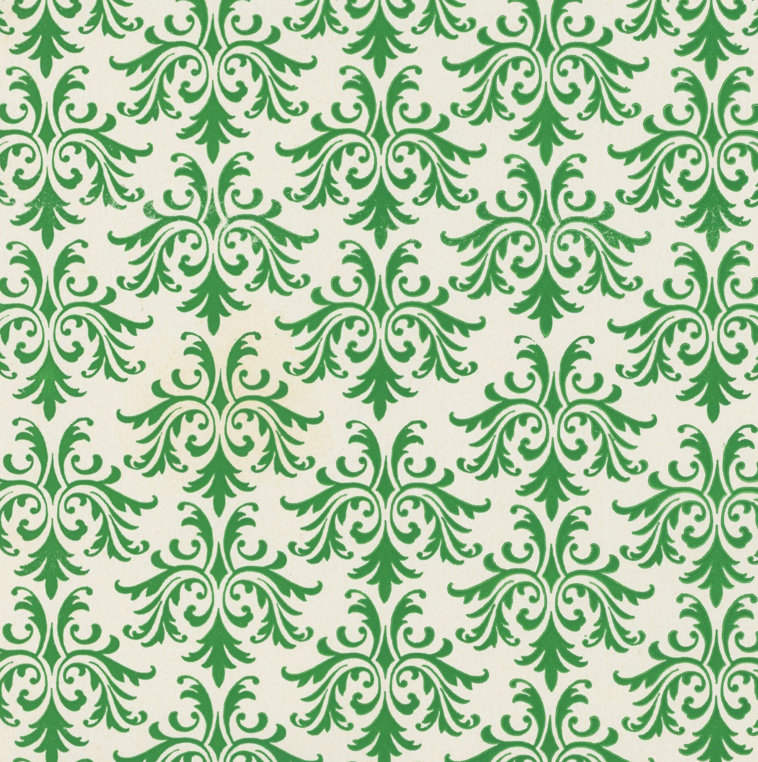 Damask Green Floral Pattern Vintage Paper